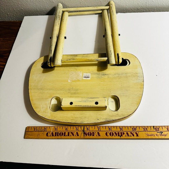Vintage Tender Heart Treasure Cherry painted Wood Folding Stool Stand Indoor - Picture 10 of 12